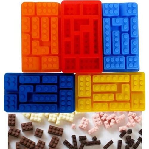 5pcs 10hole Brick Blocks Shaped Rectangular Diy Chocolate Silicone MoldFondant Moulds Ice Cube Tray Cake Decorating Tools
