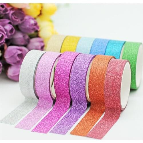 5M Glitter Washi Tape Kawaii Adesiva Decorativa Japanese Stationery Scrapbooking Decorative Tapes Free shipping