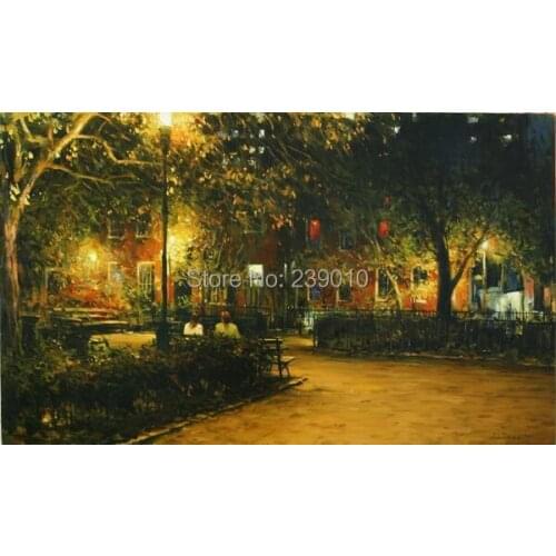Free shipping Under the street light at night canvas prints oil painting realist scenery oil painting on canvas figure picture