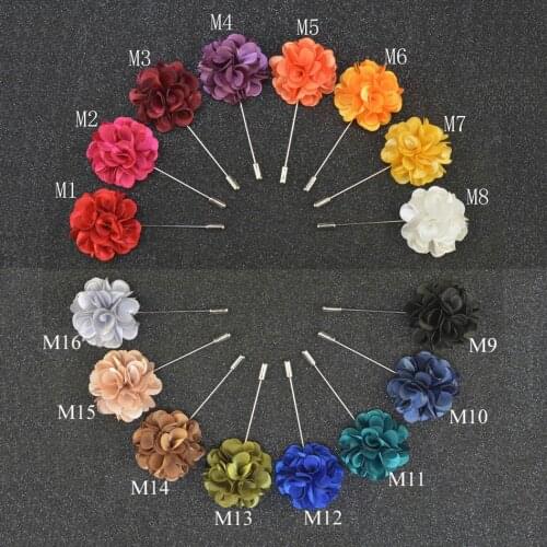 10 pcs/lot 16 Colors Mens Lapel flower pin, Carnation Boutonniere Wedding Brooches, Mens Suit Accessory, Groom Groomsman Gift