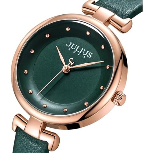 New 4 Colors Julius Lady Womens Watch Japan Quartz Simple Fashion Hours Bracelet Real Leather Girls Gift Box