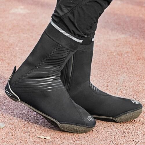 Cycling Shoe Cover Waterproof Winter Thermal Bicycle Overshoes Windproof and Warm High-top plus velvet inside Anti-slip