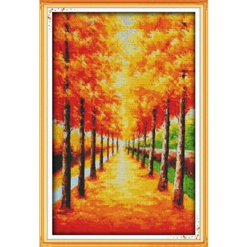 Everlasting Love Golden Autumn (6) Chinese Cross Stitch Kits Ecological Cotton Clear Printed 14 11CT DIY Christmas Decorations