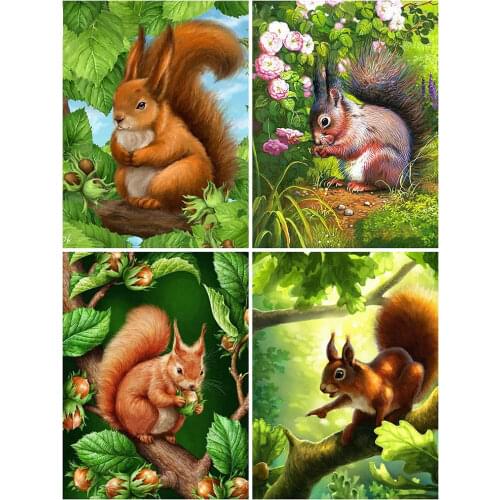 FIYO Diamond Embroidery Full Drill Square Squirrel DIY Diamond Painting Animal Mosaic Rhinestones Cross Stitch Wall Decor