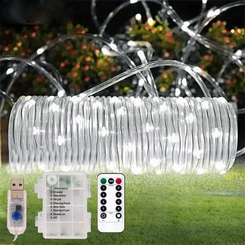 Festoon Led Light Decoration For Bedroom Garland Christmas Tube Rope Lights String Battery-Operated 5/10M New Year Decor