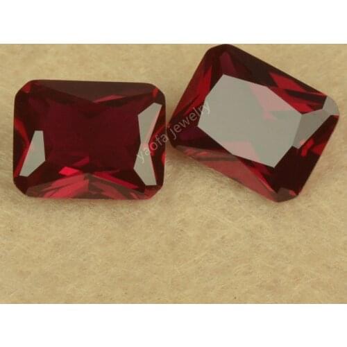 Hot Sale 5A 3x5~13x18mm 8# Very Deep Red Color Corundum Stone Loose Rectangle Octangle Cut Synthetic Gems Corundum For Jewelry