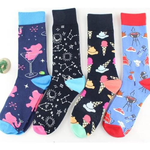 Harajuku Hot Sale Classic Creative Casual Men Socks Personality Hip Hop Calcetines Hombre Sox Animal Patterned Happy Cute Socks