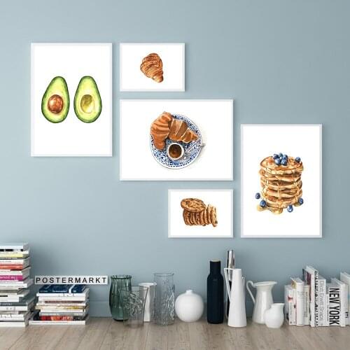 Foods Cookies Pancakes Avocado Wall Art Canvas Painting Nordic Posters and Prints Wall Pictures for Living Home Decoration