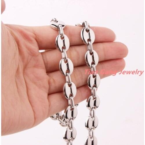Customize Size 7-40" 11mm 316L Stainless Steel Silver Color Curb Cuban Chain Mens Womens Necklace Or Bracelet