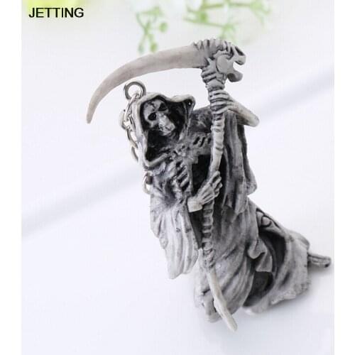 JETTING 1Pc Skull Keychain Rubber Devil Death Monster Car Key Chain Accessories Car Styling Accessories Decoration