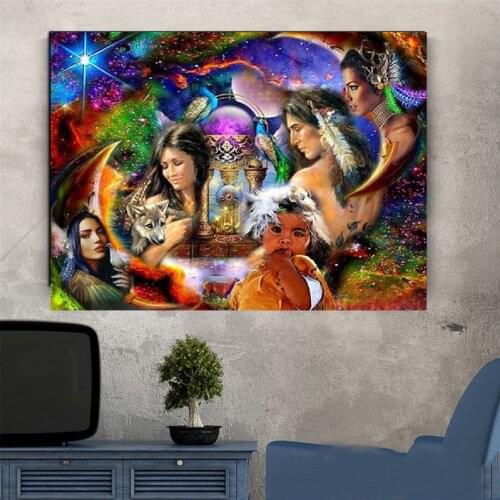Native American Indian star sky night Diamond Painting sale mosaic Cross Stitch Kit full Square round Pattern Diamond Embroidery