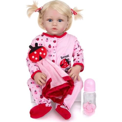 Bebes doll with 55 cm all silicone rebirth girl simulation baby doll toys, child partner, childrens holiday gifts