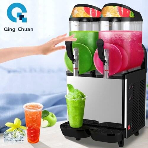 Frozen Drink Slush Machine 2 x12L Smoothie Slushy Maker 2 Cylinder Snow Melting Tank Ice Cool Juice Commercial