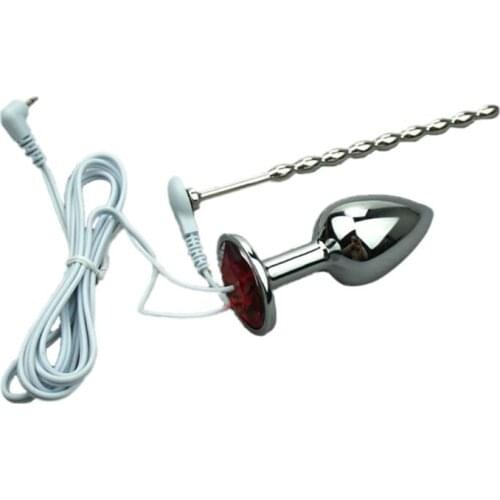 50LF 1Set Electro Butt Plug Metal Stick Massage Masturbator Sex Toys for Men Adults Electric Shock Kit