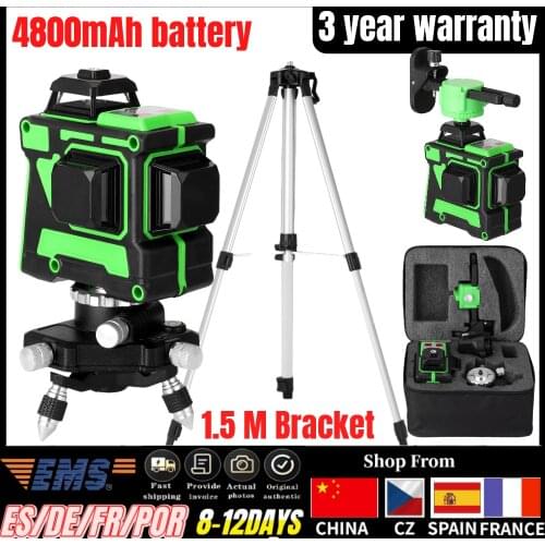 Multifunctional 3D 12 Lines Laser Level Green Laser Level Self-Leveling 360 Horizontal Vertical Cross Lines Wireless Remote