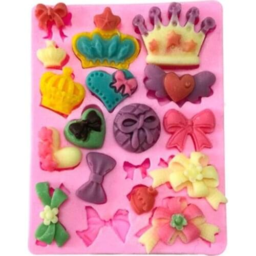 Cartoon Crown & Bow Tie Silicone Fondant Cake Mold Cupcake Jelly Candy Chocolate cake Decoration Baking Tool Moulds