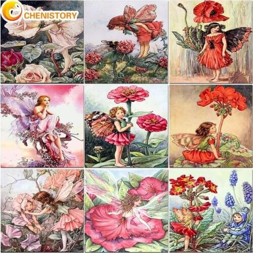 CHENISTORY Coloring By Number Girls Flower Kit Home Decoration Pictures Painting By Number Cartoon HandPainted Decor Art Gift
