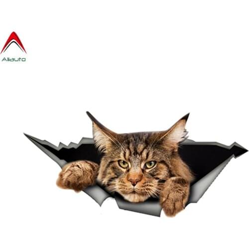 Aliauto Maine Coon Car Sticker Torn Metal Vinyl Decal 3D Funny Big Cat Automobiles & Motorcycles Styling Waterproof,13cm*6cm