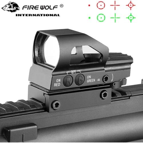 Fire wolf tactical Reflex20mm Rail Riflescope Hunting Optics Holographic Red Dot Sight 4 Reticle Tactical Scope Collimator Sight