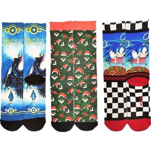 Autumn and Winter Style Terry Mens Socks Towel Bottom Printing Animation Cartoon Series Movie Characters Middle Barrel