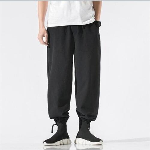 Autumn Plus size mens pants 5XL 6XL 7XL big size Cotton linen trousers streetwear pants 10 colors Black blue gray white pants