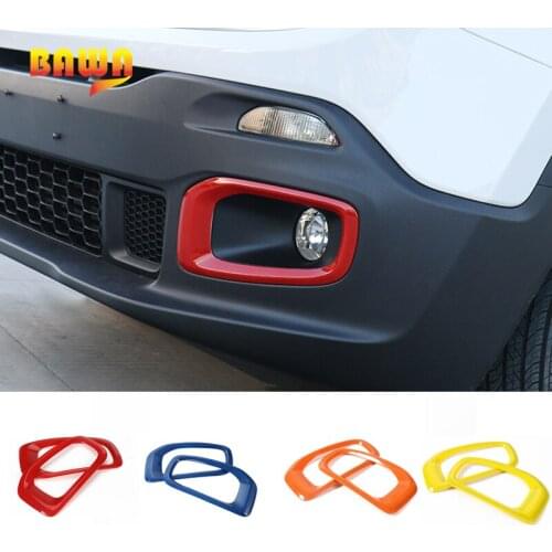 BAWA Front Fog Lights Decoration Cover Frame for Jeep Renegade 2017 ABS Car Stickers Interior Accessories