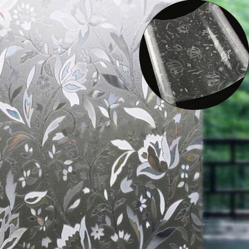 Recyclable Frosted Glass Bathroom Door Sticker Home Film 3D Flower Sticker Decorative Window Sticker Bathroom Accessories FF01