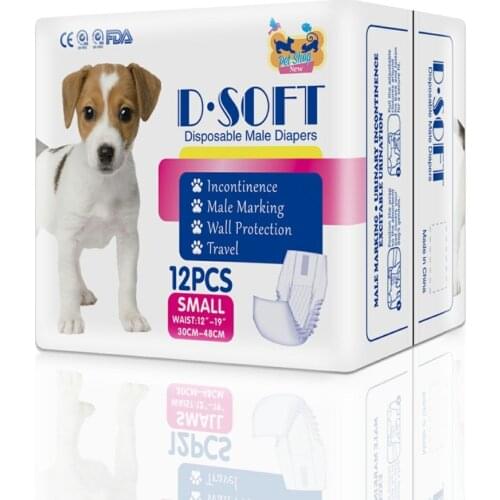 Pet Dog Diapers High Quality Male Dog Soft Disposable Dog Diapers Super Absorbent Diapers 12 PCS/Bag Dog Diapers