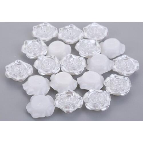 Ivory/White Imitation ABS Flower Shape Half Round Pearl Flatback Beads For DIY Scrapbook Jewelry clothes Decoration