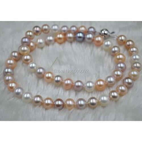 Stunning 17" 7.5-8mm round natural freshwater pearl necklace