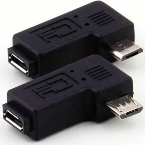 Connector 90 Degree Right + Left Angled Micro USB 2.0 5Pin Male to Female M/F Extension connector Adapter (2pcs)