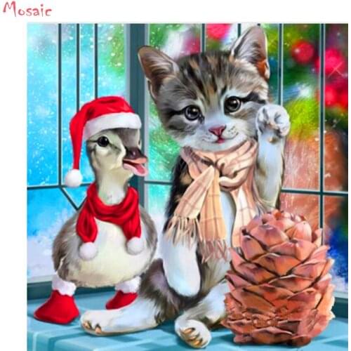 Christmas Card Gift,5D Diy Full Square Stone Diamond mosaic,Diamond Painting store,Cats 3D Embroidered Cross Stitch Stickers
