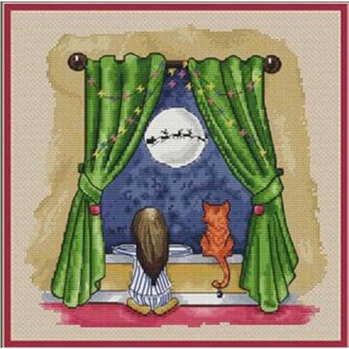 Little girls christmas dream patterns Counted Cross Stitch 11CT 14CT DIY Cross Stitch Kits Embroidery Needlework Sets