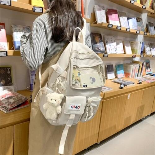 Hot Nylon Cute Buckle Women Fashion Trendy Backpacks Schoolbag Student Luxury Female Book Bags New 2021 For Teenage Girls Laptop