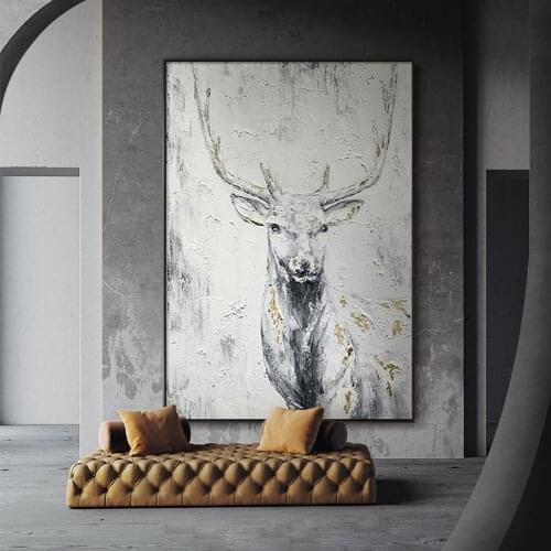 Modern Abstract Animal Canvas Prints Deer Picture On Wall Big Large Size Home Decor Painting Frameless Wall Art