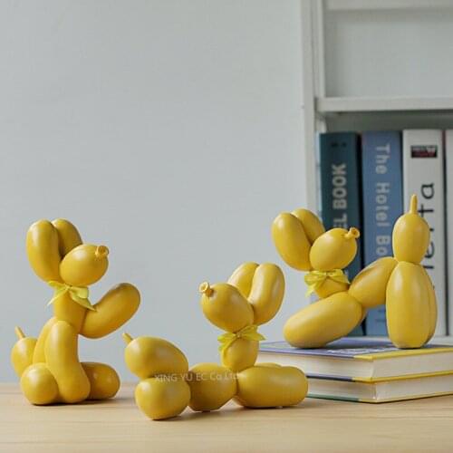 Animal Statuette Resin Cute Lucky Balloon Dog-shaped Statue Art Sculpture Statuette Crafts Desktop Home Decoration Accessories