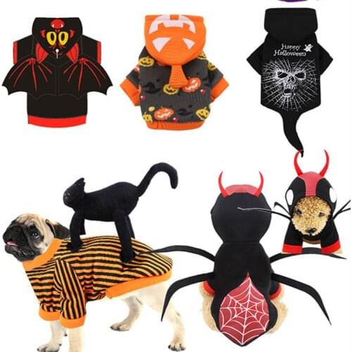 Super Funny Halloween Pet Clothing Spider Bat Pumpkin Design Small Dog Hoodie French Bulldog Dog Sweatshirt Sphinx Cat Sweater