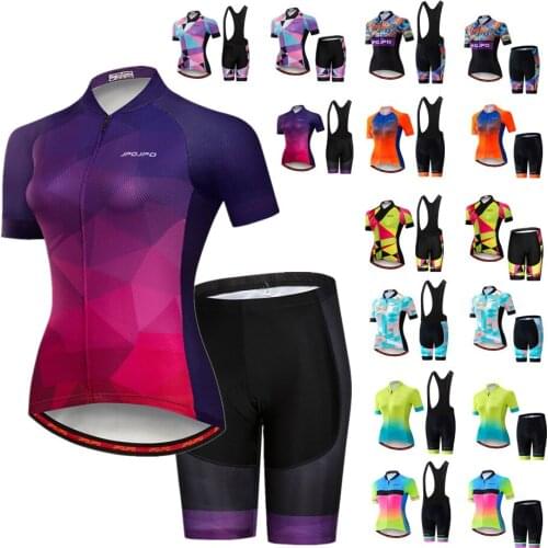 Cycling Jersey Set Suit Womens Bicycle Tops Mountain Bike Wearing MTB Sportswear Biking Racing Clothes Short Sleeve JP2005