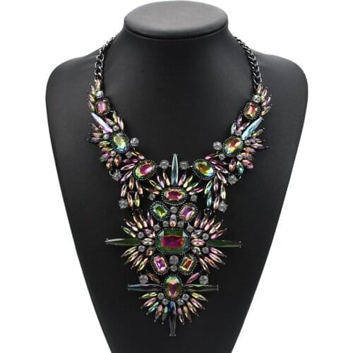 Crystal Rhinestone Tassel Large Collar Choker Necklace Women Boho Statement Big Bib Choker Necklace Charm Chunky Maxi Necklaces