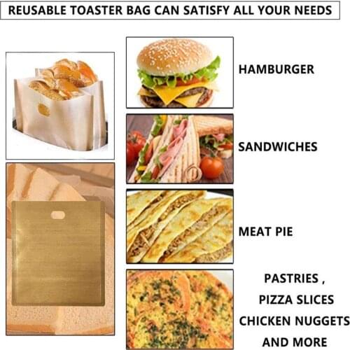 10Pcs Toaster Bags For Grilled Cheese Sandwiches Made Made Reusable Non-Stick Baked Toast Bread Bags Doughnut Baking Accessories