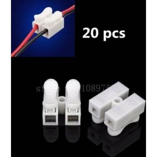 20pcs 2p CH2 Quick Connector cable clamp Terminal Block Spring Connector Wire LED Strip Light Wire Connecting