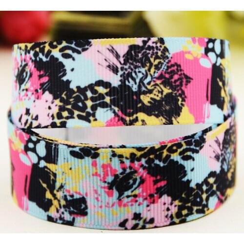 22mm 25mm 38mm 75mm Leopard print Cartoon pattern printed Grosgrain Ribbon party decoration 10 Yards X-04014