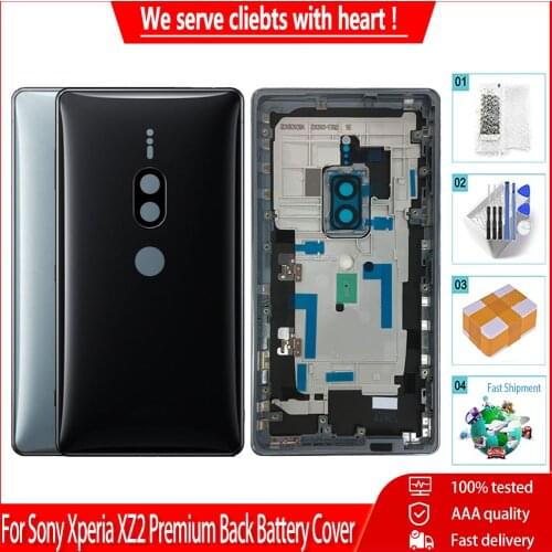 5.8" Original Housing For Sony Xperia XZ2 Premium XZ2P H8166 Back Battery Cover Rear Door case With Camera Lens Repair parts