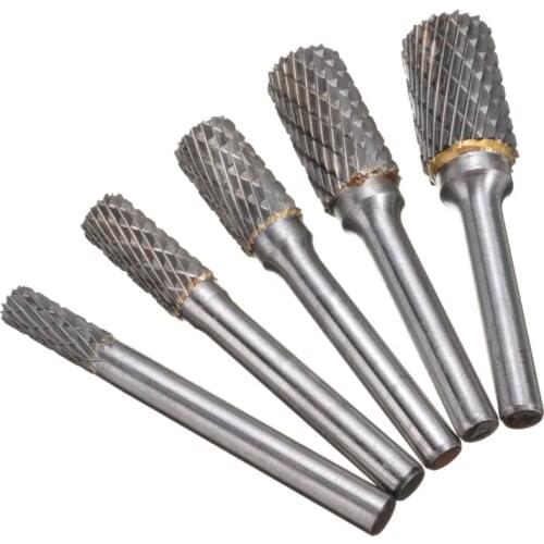 5Pcs CNC Tool Grinders Accessories 1/4" Tungsten Carbide Cutter Rotary File Woodworking Milling Cutter Polishing Tools
