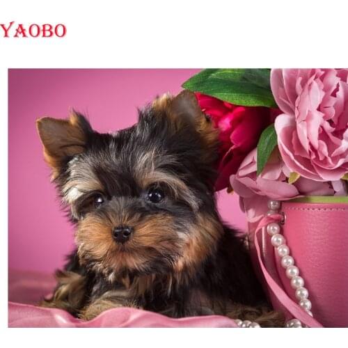 5D Rhinestones for Embroidery Diamond Painting Cross Stitch Yorkshire Terrier Dog Diy Full Sqaure Mosaic kit Home Decoration