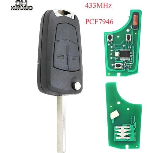 Car Flip Remote Key Fob 2 Button 433Mhz PCF7946 chip for Vauxhall Opel Astra H 2004 2005 2006 2007 2008 2009 Zafira B 2005-2