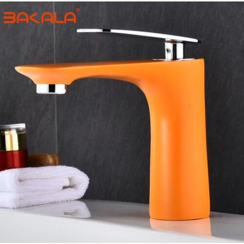 BAKALA Free Shipping New arrival Bathroom ORANGE Basin Faucet Gold finish Brass Mixer Tap with ceramic torneiras para banheiro