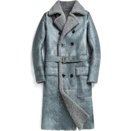 Noble custom wool X-Long coat man winter shearling jacket