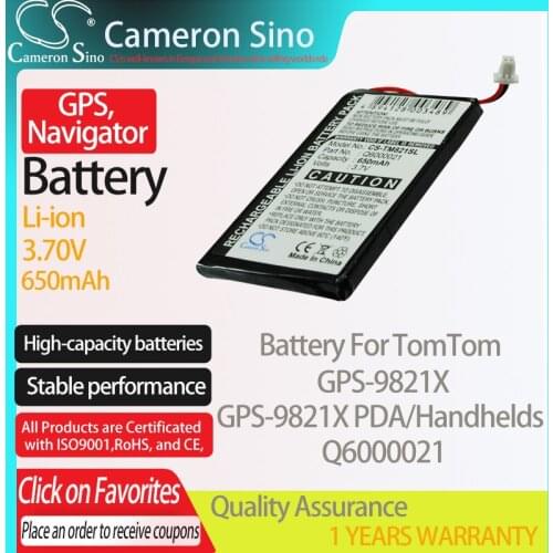 CameronSino Battery for TomTom GPS-9821X GPS-9821X PDA/Handhelds fits TomTom Q6000021 GPS,Navigator battery 650mAh 3.70V Li-ion