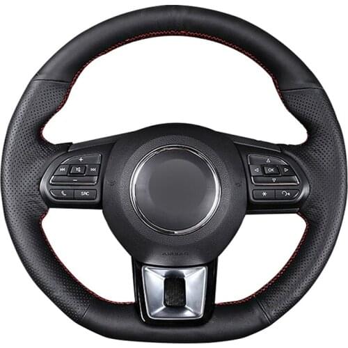 Car Steering Wheel Cover For MG MG3 MG6 2017 2018 MG ZS HS GS 2017-2019 Black Leather DIY Hand-stitched car accessories